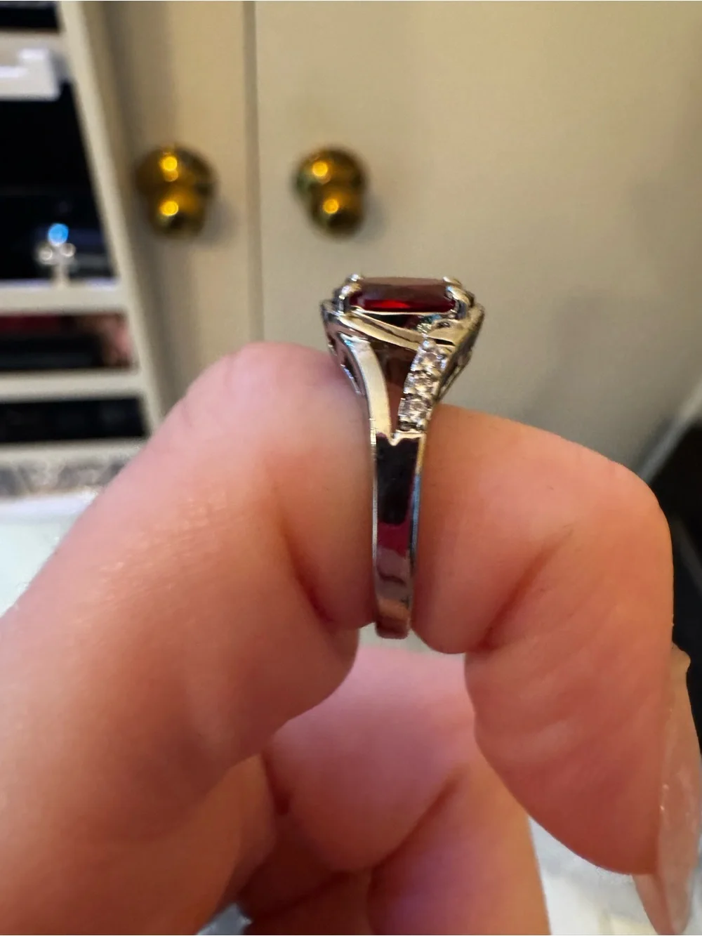 Red Stone Silver Ring